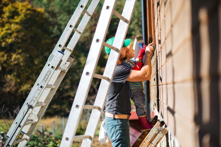 Home exterior being painted